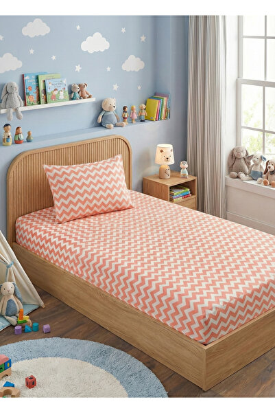 ChicMaison Single Person Cotton |   Elastic |   Sheet Set |   Powder Zigzag