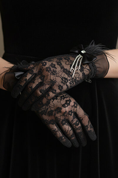 ESPEREST Isabella Bridal Gloves - Elegant Wedding Gloves with Rhinestone Bow ...