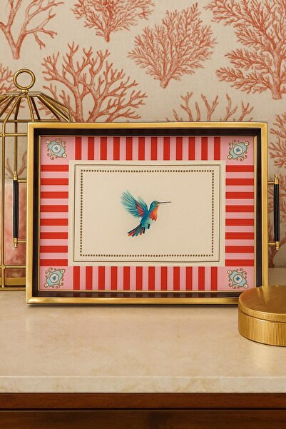 LinkaHome Sinek Kuşu Desenli Modern Çay Kahve Kahvaltılık Ve Sunum Tepsisi 48...