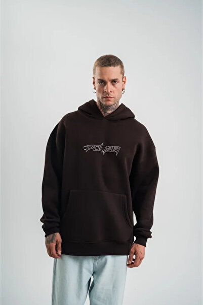 Kanonik Education    Unisex Three Thread Hooded Embroidered Sweatshirt - Brown