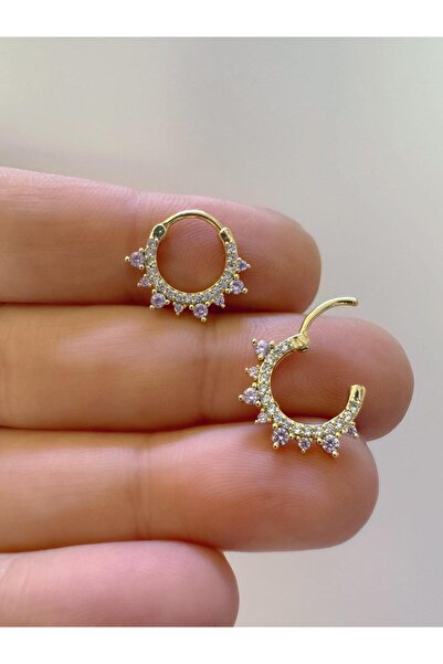 Arescollection 1 adet çelik PEMBE zirkon taşlı septum daith helix lobe uyumlu...