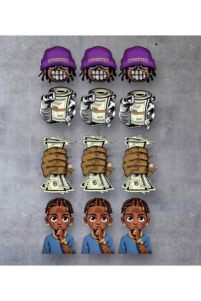 Limitless Design مجموعة ملصقات الشوارع الحضرية |   شخصيات مغني الراب والهيب ه...