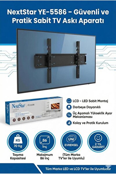 Next NextStar YE-5586 45-86'' Sabit LCD LED TV Askı Aparatı - Su terazili
