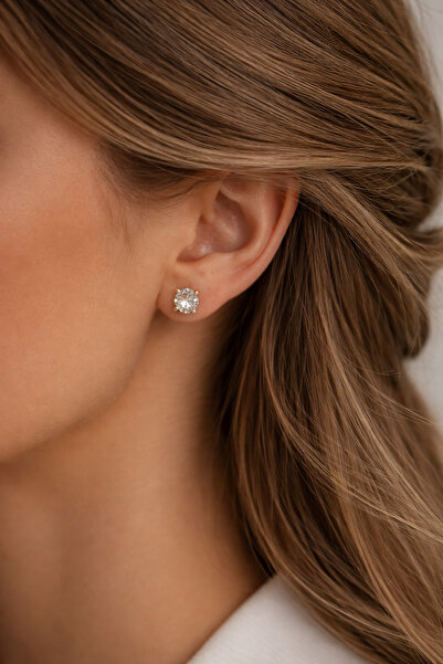 MİHRES أقراط مرصعة بحجر الزركون، أقراط فولاذية، طقم أقراط مكون من 12 قطعة