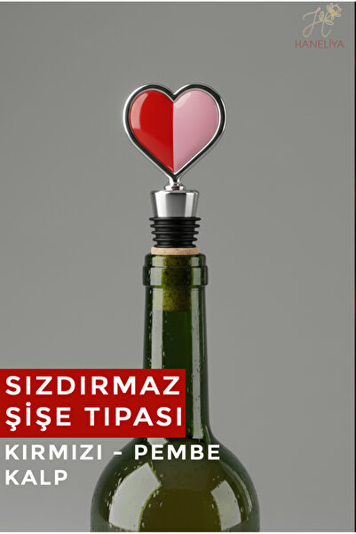 Haneliya Kırmızı Pembe Kalp Figürlü Şarap Şişe Tıpası Hava Sızdırmaz Yeniden ...