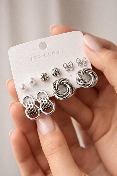 MRK Women's Combination Hoop Earrings Pearl Set Multiple Earrings