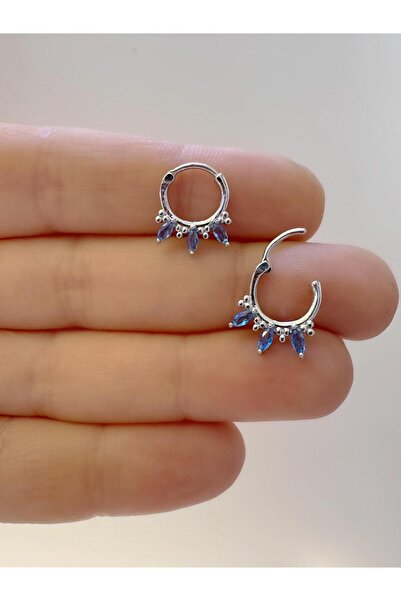 Arescollection 1 adet çelik MAVİ zirkon taşlı septum daith helix lobe uyumlu ...