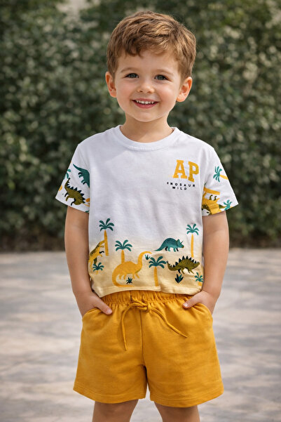 Uğur bebe Момчешки комплект от тениска и шорти с динозавърски принт 100% паму...