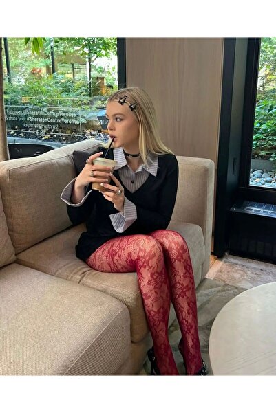 VINIA Women's Lace Stylish Lace Patterned Fishnet Pantyhose Daily Parisian Outfits