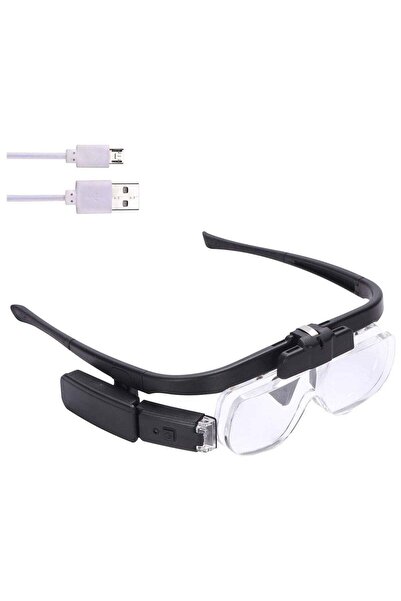 Generic Rechargeable Head Magnifier Glasses, Hands Free Head Mount Magnifier 3 Detachable Lenses and 2 Led L