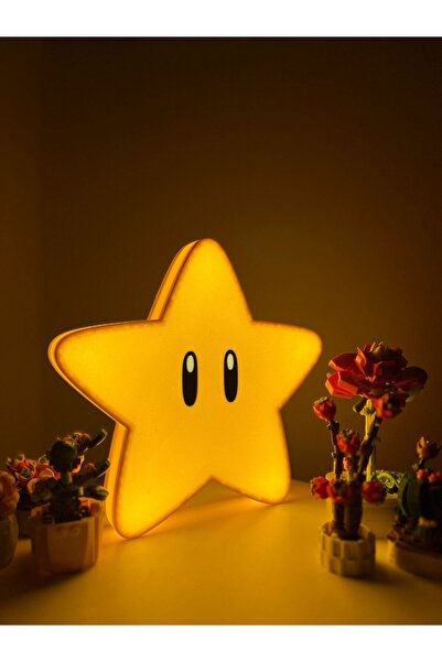 Handmade Sevimli Yıldız LED Gece Lambası – 3D Baskı Dekoratif Masa Lambası – ...