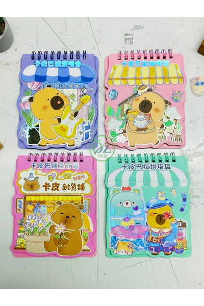 ÖZ OFİS Capybara Kapibara 6 Sayfa Şeffaf & Opak Sticker 40 Sayfa Not Defteri ...