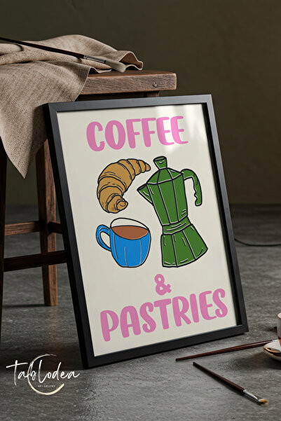 tablodea Coffee & Pastries Decor pentru colțul cafelei Poster cu ramă din lem...