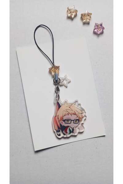 Atölye Moonlit Haikyuu Kei Tsukishima Telefon Süsü Charm