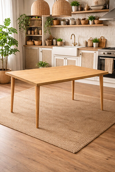 Lif Mobilya Ahşap Renk 4-6 Kişilik MDF Masa Ağaç Ayak