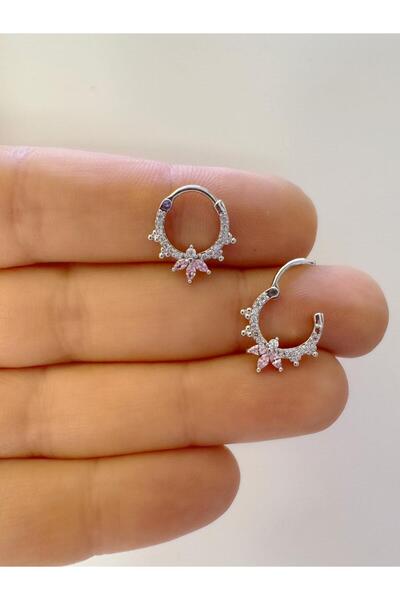 Arescollection 1 adet çelik PEMBE zirkon taşlı septum daith helix lobe uyumlu...