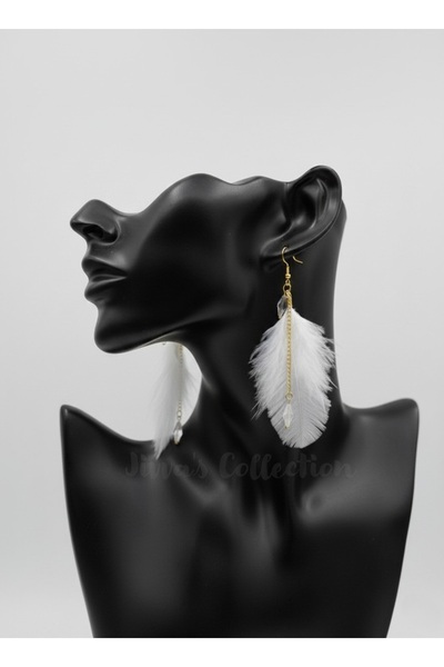 Jivva's Collection Special Design White Color Feather Dangle Earrings. Modern...
