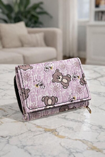 Lexa Aksesuar Ayıcık Desenli Çok Kullanışlı 3e Katlanan Mıknatıslı Cüzdan