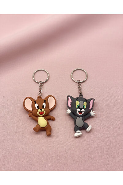 Beksy Accessory Tom ve Jerry Temalı Sevimli Kedi ve Fare Figürlü İkili Anahta...