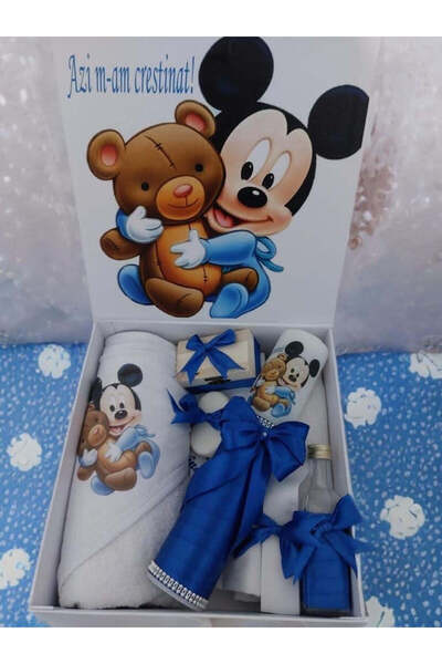 OBSIDION Σετ βάπτισης DISNEY - κουτί κεριών - μπλε Μπέιμπι Μίκυ