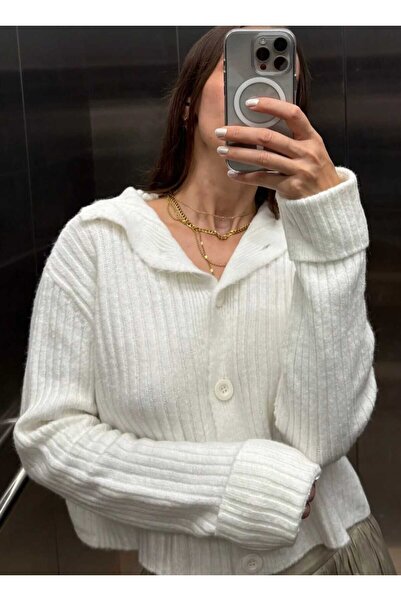 swc knitwear Crop Soft Textured Mock Neck Knitwear Cardigan