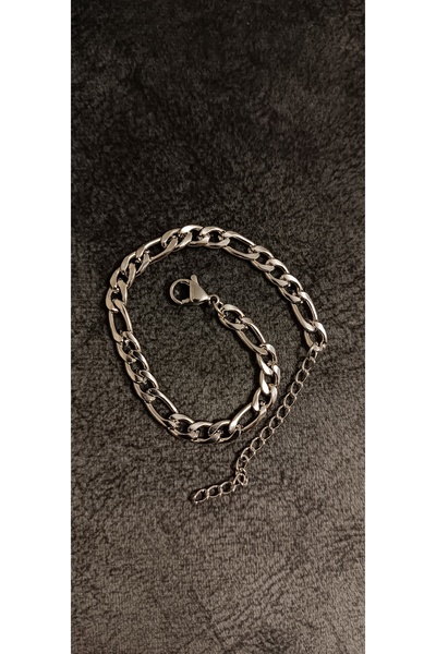Shae Jewelry سوار رجالي من الفولاذ المقاوم للصدأ بسلسلة فيجارو 1.2 مم