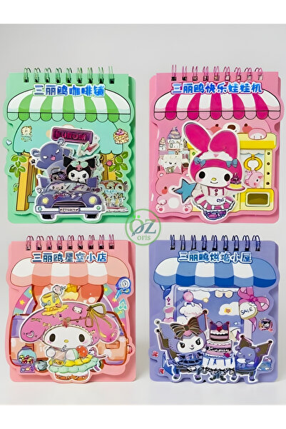 ÖZ OFİS Kuromi My Melody 6 Sayfa Şeffaf & Opak Sticker 40 Sayfa Not Defteri S...
