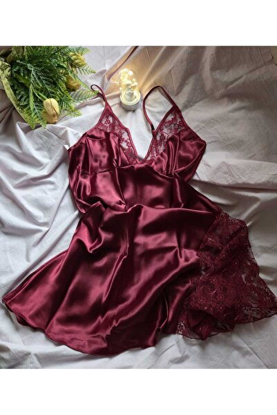 SWL Büyük Beden Dantel Yırtmaç Detaylı Gecelik