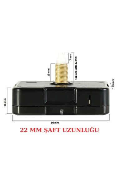 EXİZ TİCARET Askılı 22 mm Akar Sessiz Duvar Saati Mekanizması -Metal akrep-yelkovan-saniye-Şekilli Model 61