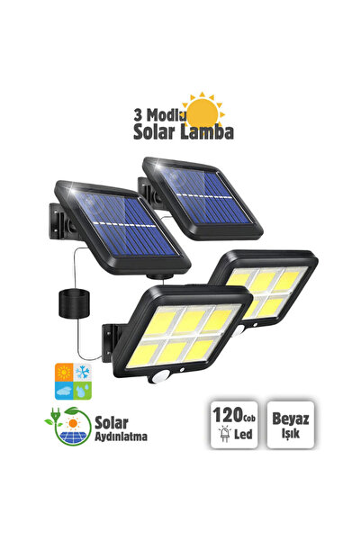 Tawitech 120 COB LED Güneş Enerjili Sensörlü 3 Mod Kablolu Solar Duvar Lambası
