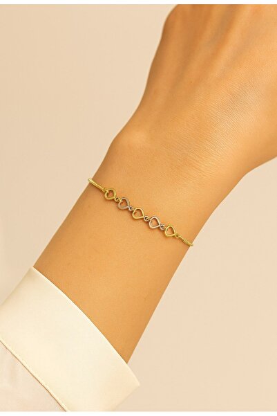 stainless steell سوار من الفولاذ المقاوم للصدأ بلون ذهبي على شكل قلب مجوف مع ...