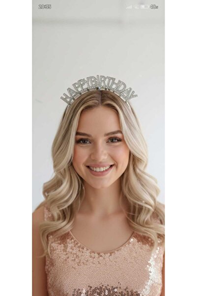 Zanora Happy Birthday Stone Crown Birthday Crown Metal Silver