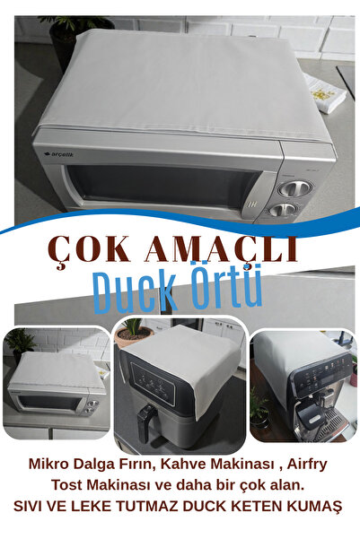 BeybiNest 2 Li Duck Linen Multi-Purpose Liquid and Stain Resistant Microwave Oven Airfry Coffee Machine Cover 60X30 cm