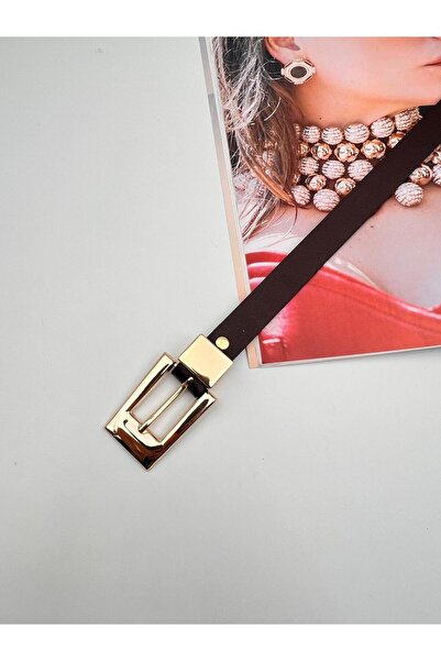 Mynoa Brown/Gold Buckle-Looped Women's Belt. Jacket Belt. Pantalon Belt. Shirt Belt.