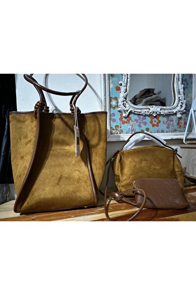 Levidor Deri biyeli süet çanta