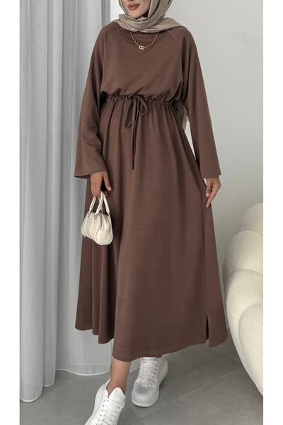 Nuesscollection Basic Bel Büzgülü Elbise (1 beden 36-38-40) (2beden 40-42-44)