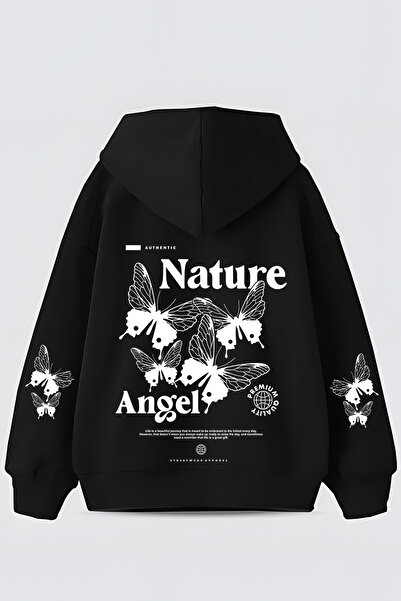 FUWEAR سترة ناتشر أنجل كيليبيك مطبوع مبطن بالصوف 3 إنتر كروشيه بغطاء رأس