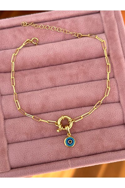 emy by emel luxury silver jewelry Gemici Kilitli Mineli Nazar Boncuklu Halhal...