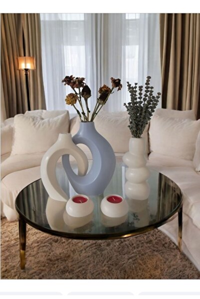 The Motellas Set de suporturi pentru lumânări vază decorativă modernă Platinum Design Dimensiune mare | Decor pentru salon, birou, casă