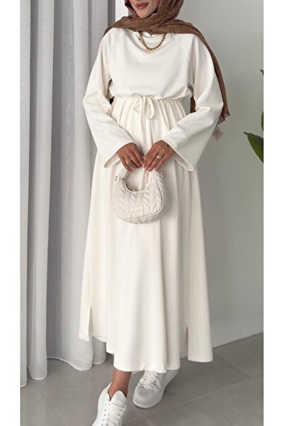 Nuesscollection Basic Bel Büzgülü Elbise (1 beden 36-38-40) (2beden 42-44-46)