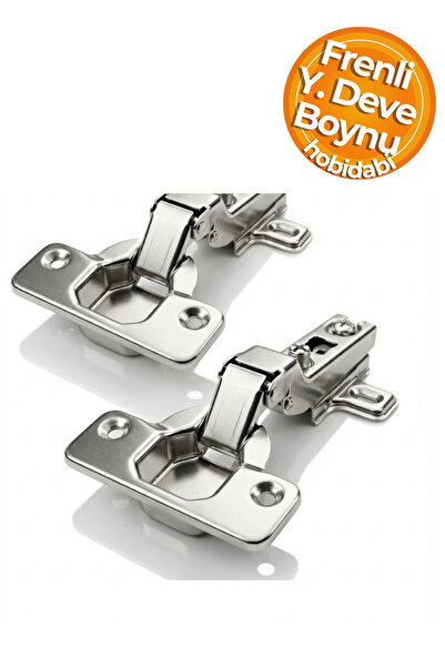 HOBİDABİ 2 Adet Yarım Deve Boynu Frenli Mobilya Dolap Kapak Menteşesi
