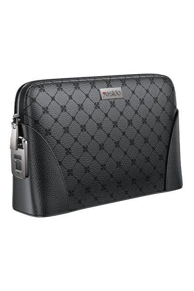 Yesido - Black leather handbag with fingerprint support