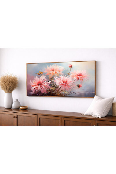 woodhomeworks One Piece Real Wood Horizontal Panorama Framed Painting Flower ...