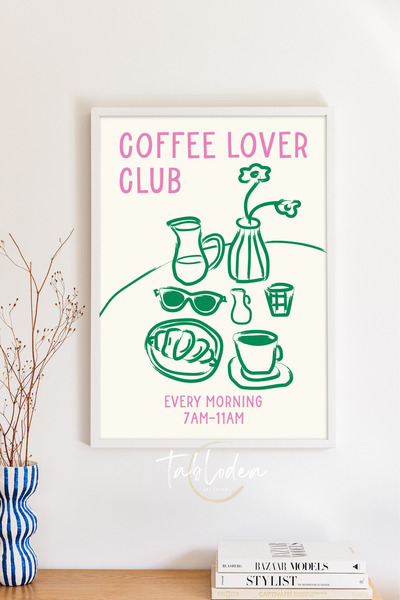 tablodea Clubul Minimalist al Iubitorilor de Cafea, Decor Scris pentru Colțul...