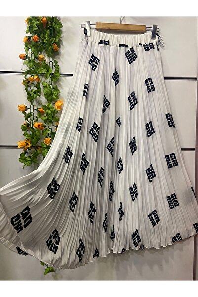 edu collection Patterned Chiffon Bell Skirt with Lining