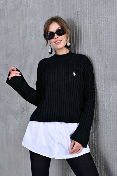 Park Karon Women's Crew Neck Corded Fabric Knitwear Sweater 8138Sw