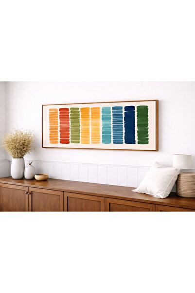 woodhomeworks Tek Parça Gerçek Ahşap Yatay Panorama Çerçeveli Tablo fırça dar...