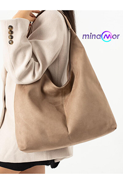 Minamor Women's Suede Wide Shoulder Bag