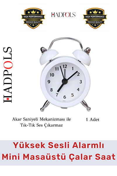 HadPols #ÇalarSaat Yüksek Sesli Nostaljik Metal Çift Çanlı Pilli Mini Uykucu ...