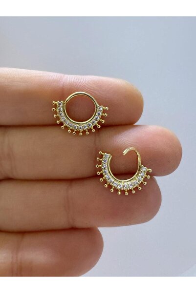 Arescollection 1 ADET ZİRKON TAŞLI HELİX SEPTUM DAİTH UYUMLU PİERCİNG